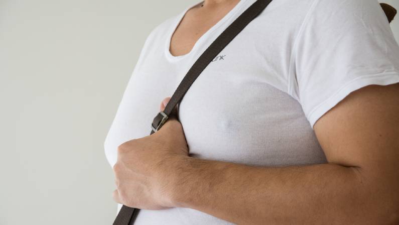 close up men boob of fat man