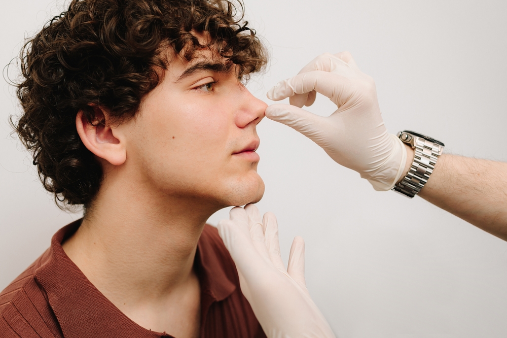 Rhinoplasty surgery preparation for man