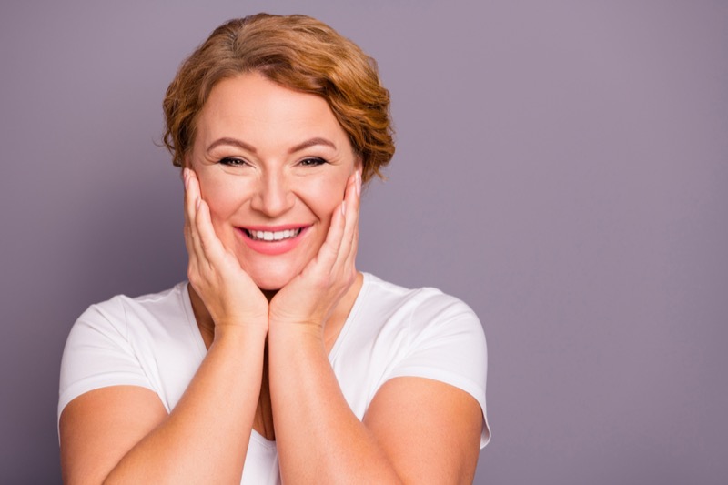 Close-up portrait of her she nice charming attractive cheerful content