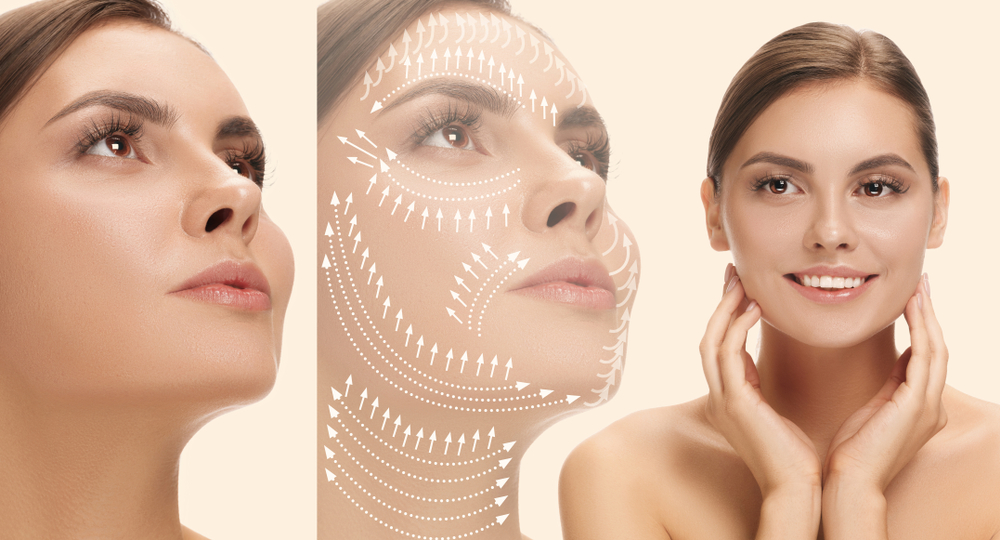 Beautiful female face isolated on studio background